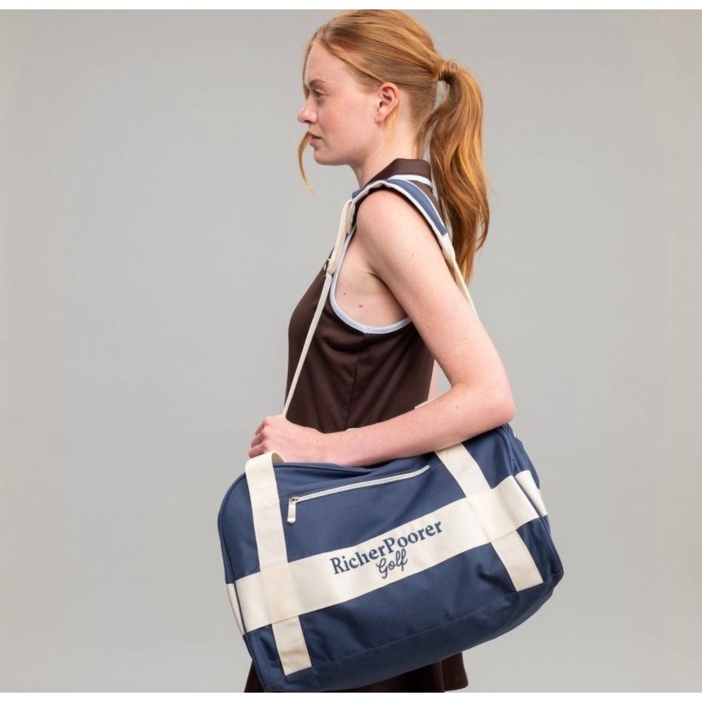 Richer Poorer Golf Duffle Bag Unisex OS Navy Blue Canvas Travel Gym NWT